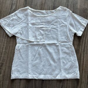 White Linen Short Sleeve Blouse